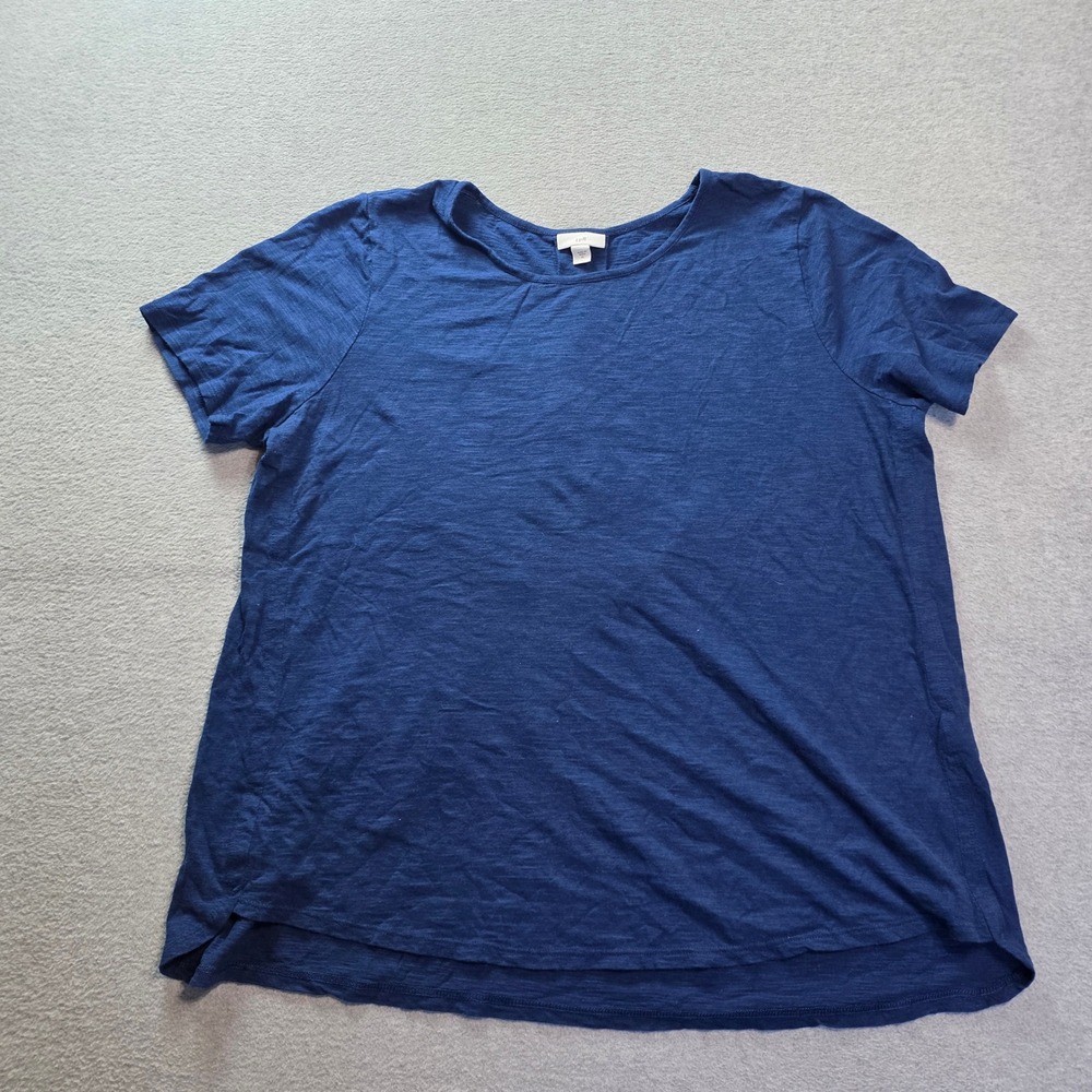 J.Jill Relaxed Fit T-Shirt Womens XL Blue Slub Knit Short Sleeve Scoop Neck Top